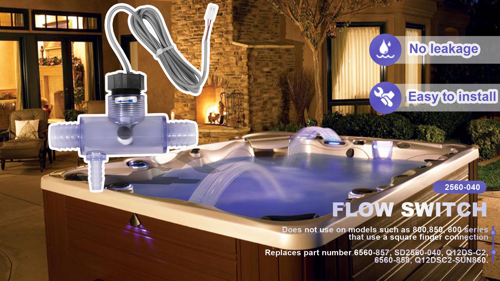 2560-040 Flow Switch Fits for Jacuzzi Hot Tub, Sundance Spas